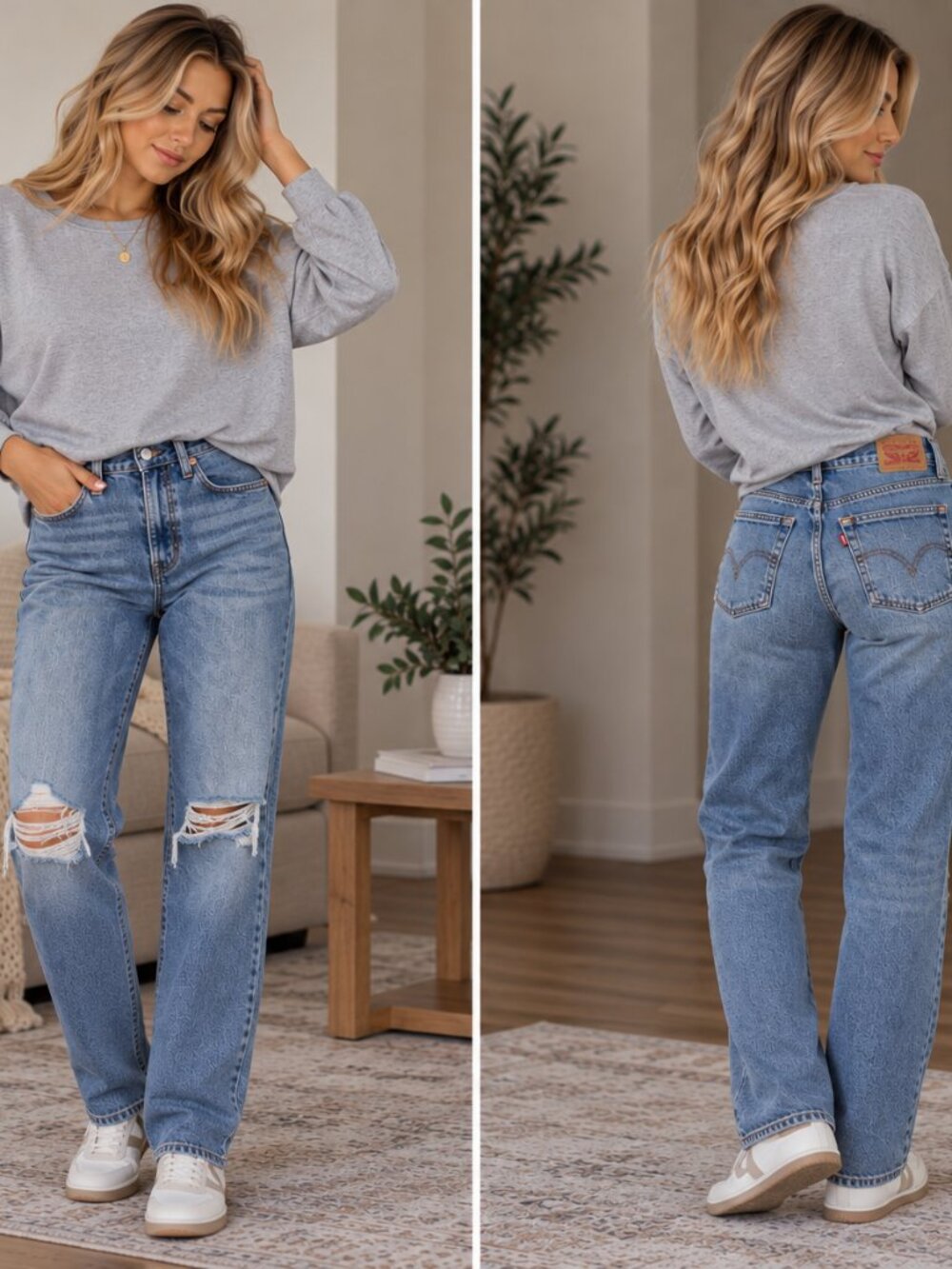 Levi’s Wedgie Straight Jeans Size 28 Light Wash Distressed